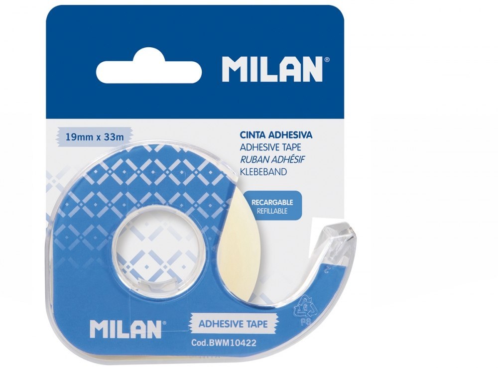 CINTA MILAN AUTOADHESIVA CRISTAL INVISIBLE 19MM X 33M CON DISPENSADOR EN BLISTER